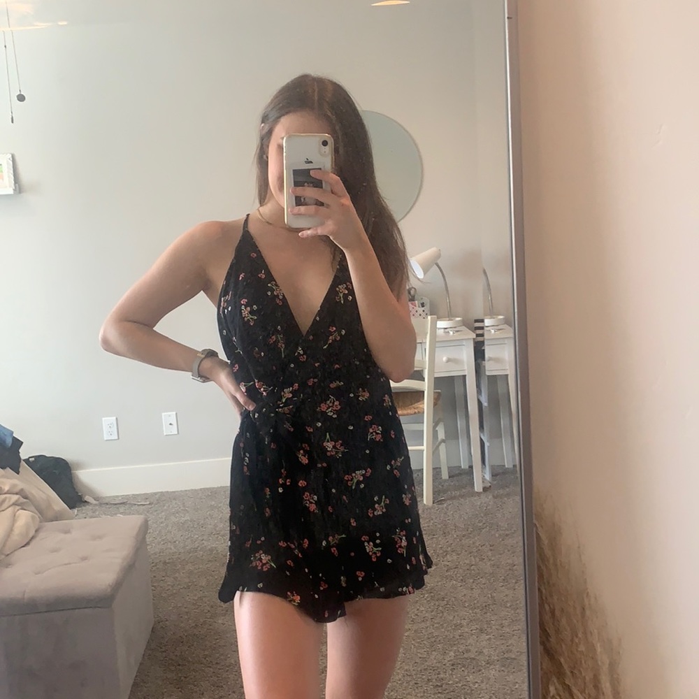 Free people wrap romper with open back